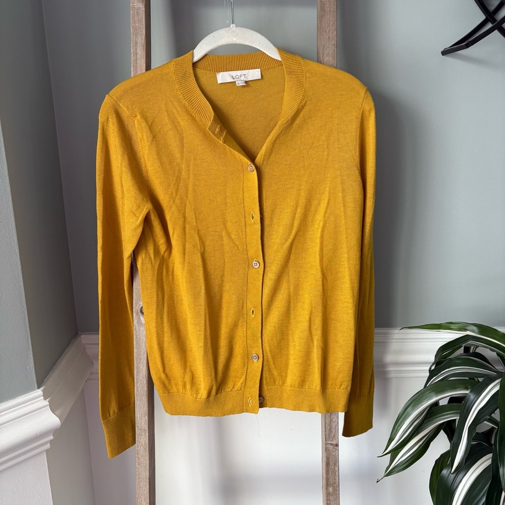 Loft Mustard Yellow Cardigan Size XS - 1668